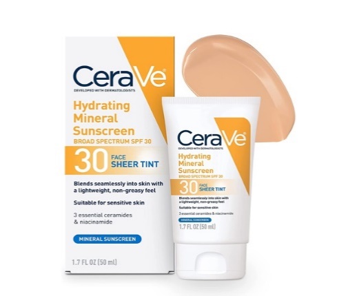 CeraVe Hydrating Mineral Sunscreen SPF 30 – Tinted, 50ml